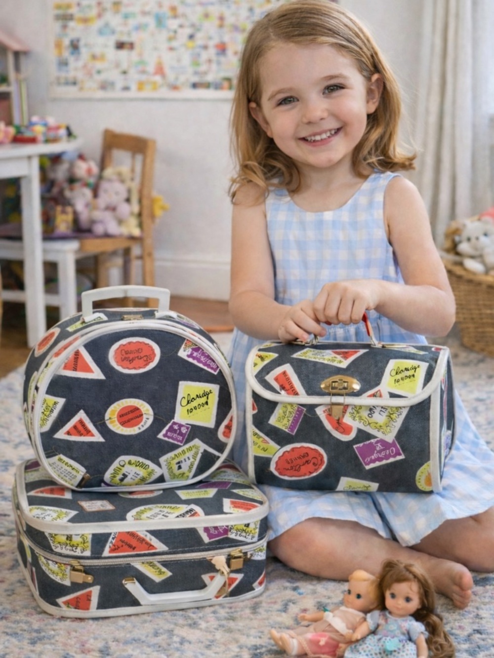 Vintage Kids Play Luggage Set